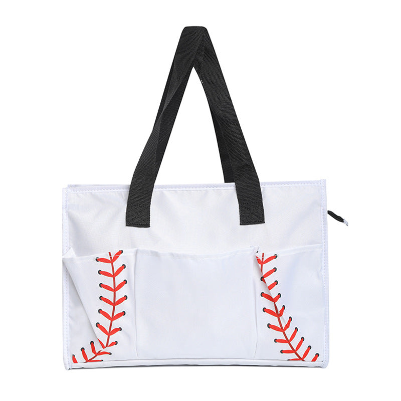 Ball Sports Print Multi-Pocket Utility Tote Bag