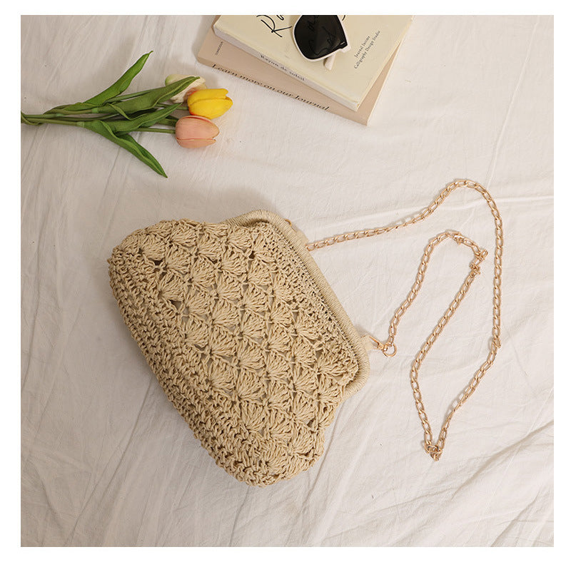 Handcrafted Openwork Straw Crossbody Bag