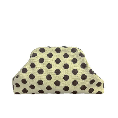 Polka Dot Knitted Kiss-Lock Clutch Bag