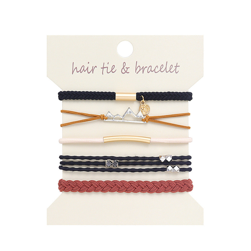 Boho 2-in-1 Hair Tie & Bracelet Set (5-Piece Pack)