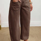 Square Patch Pocket Ankle-length Barrel Jeans