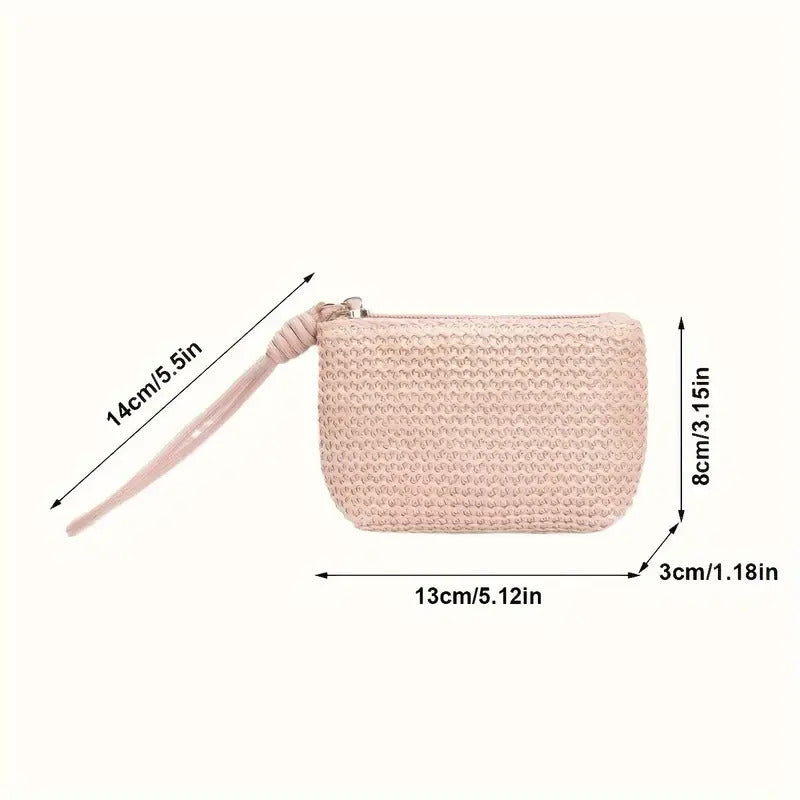 Women's Woven Straw Coin Purse / Mini Handheld Bag