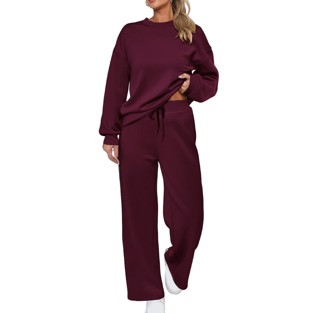Women's Solid Two-Piece Loungewear Set
