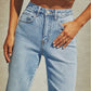 High Rise Straight Cuff Jeans