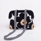 Striped Knit Cloud Frame Clutch Crossbody Bag
