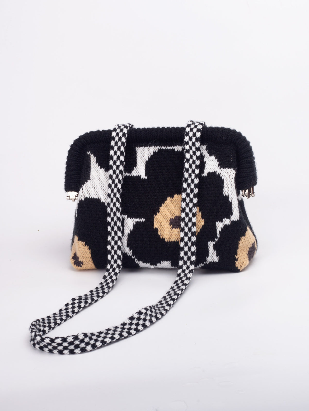 Striped Knit Cloud Frame Clutch Crossbody Bag