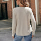 Ribbed Brushed Lace Long-sleeve Top