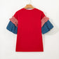 Stars Stripes Short Puff Sleeve Top