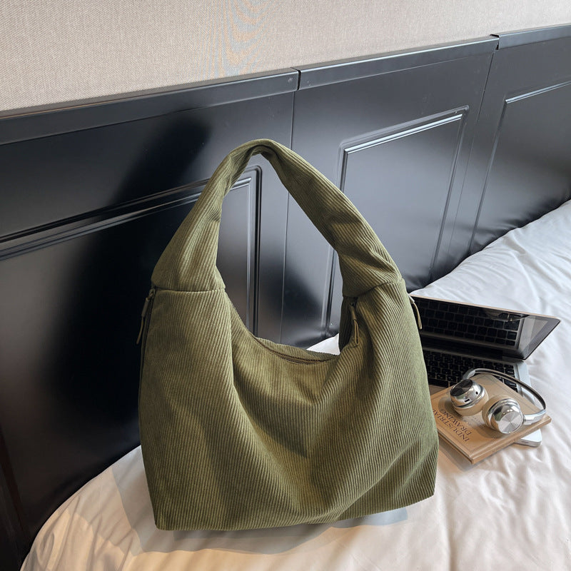 Personalized Corduroy Hobo Shoulder Bag Custom Name Embroidery Tote