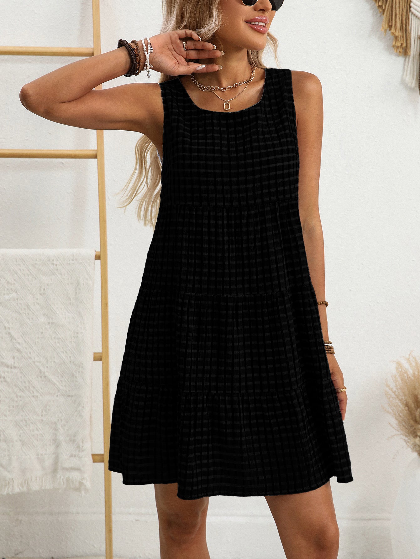 Sleeveless Plaid Dress