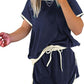2Pcs Set Colorblock Edge Drop Shoulder T Shirt and Skirt