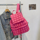 Solid Flapped Quilted Puffer Backpack