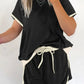 2Pcs Set Colorblock Edge Drop Shoulder T Shirt and Skirt