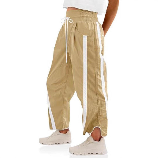 Retro Contrast Side Stripe Wide Leg Track Pants