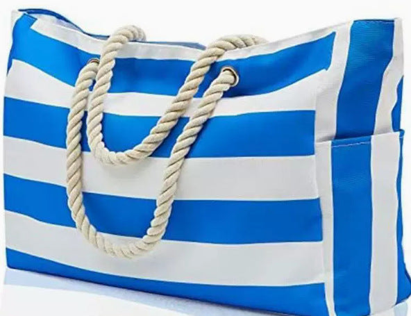 Custom Beach Bag Striped Canvas Tote
