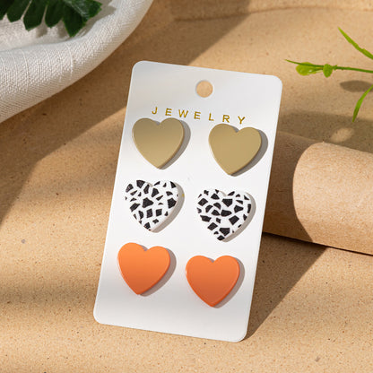 Leopard print acrylic earrings heart earring set(moq3）