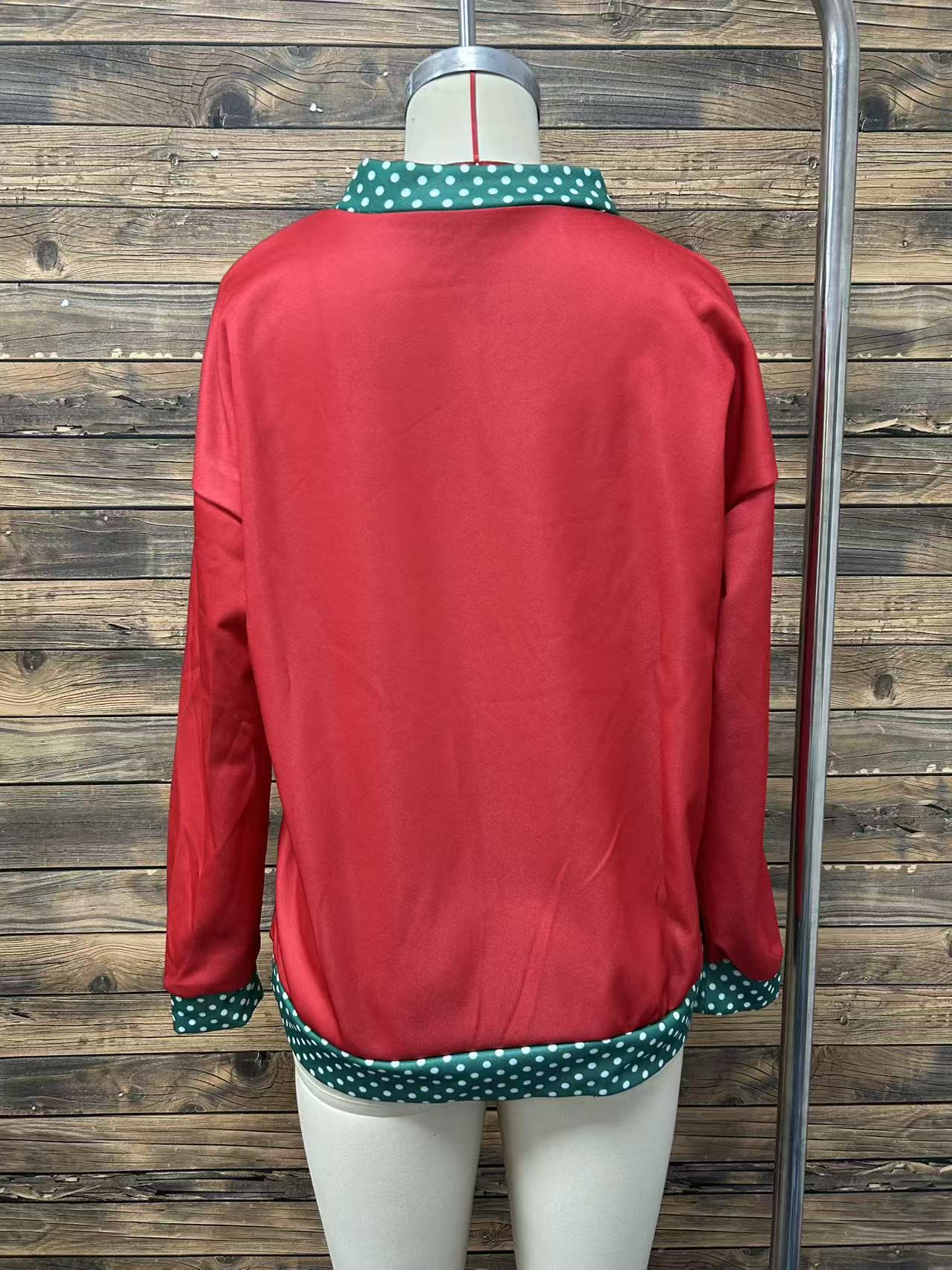 Polka Dot Contrast Trim Oversized Sweatshirt