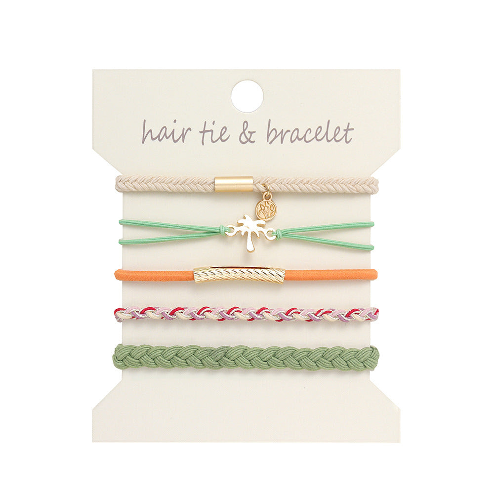 Boho 2-in-1 Hair Tie & Bracelet Set (5-Piece Pack)