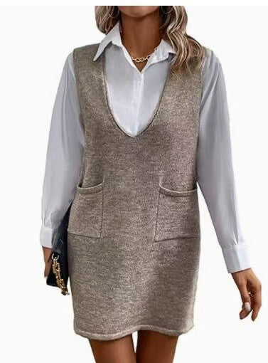 She Sweater Knit Pinafore Dress