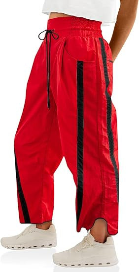 Retro Contrast Side Stripe Wide Leg Track Pants