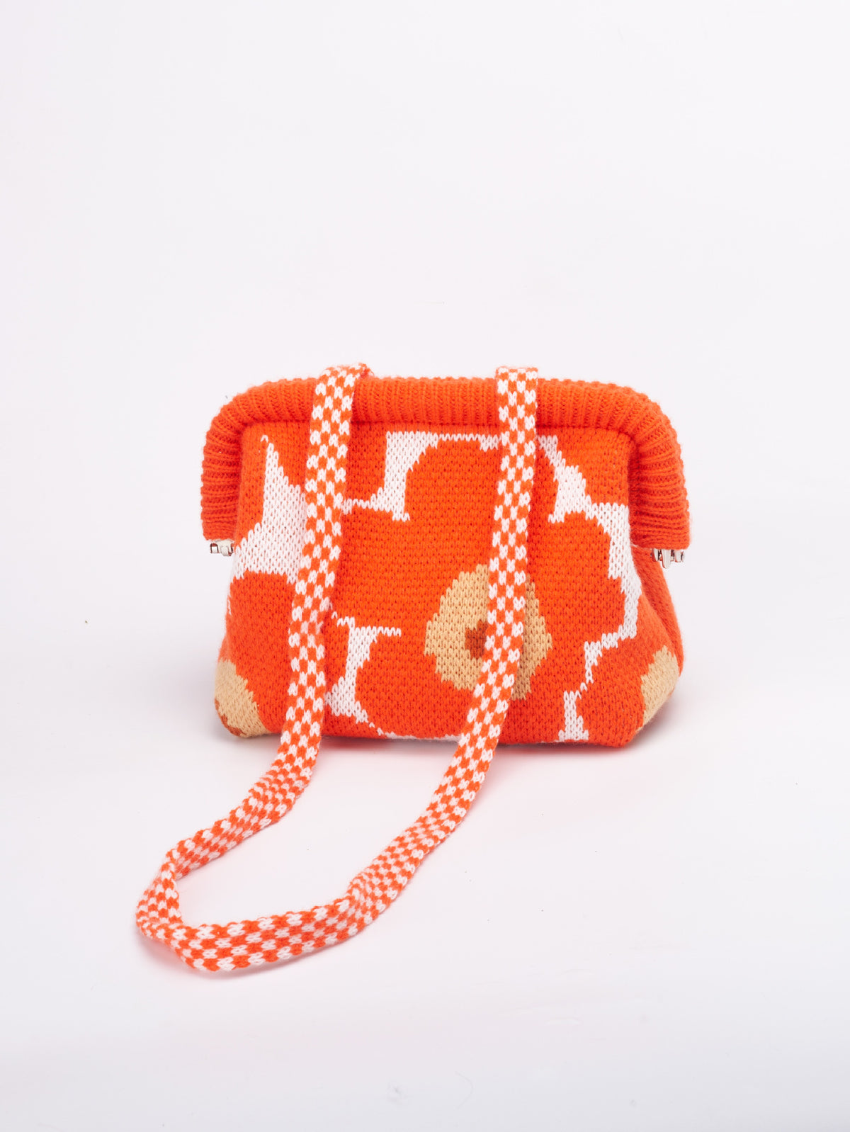 Striped Knit Cloud Frame Clutch Crossbody Bag
