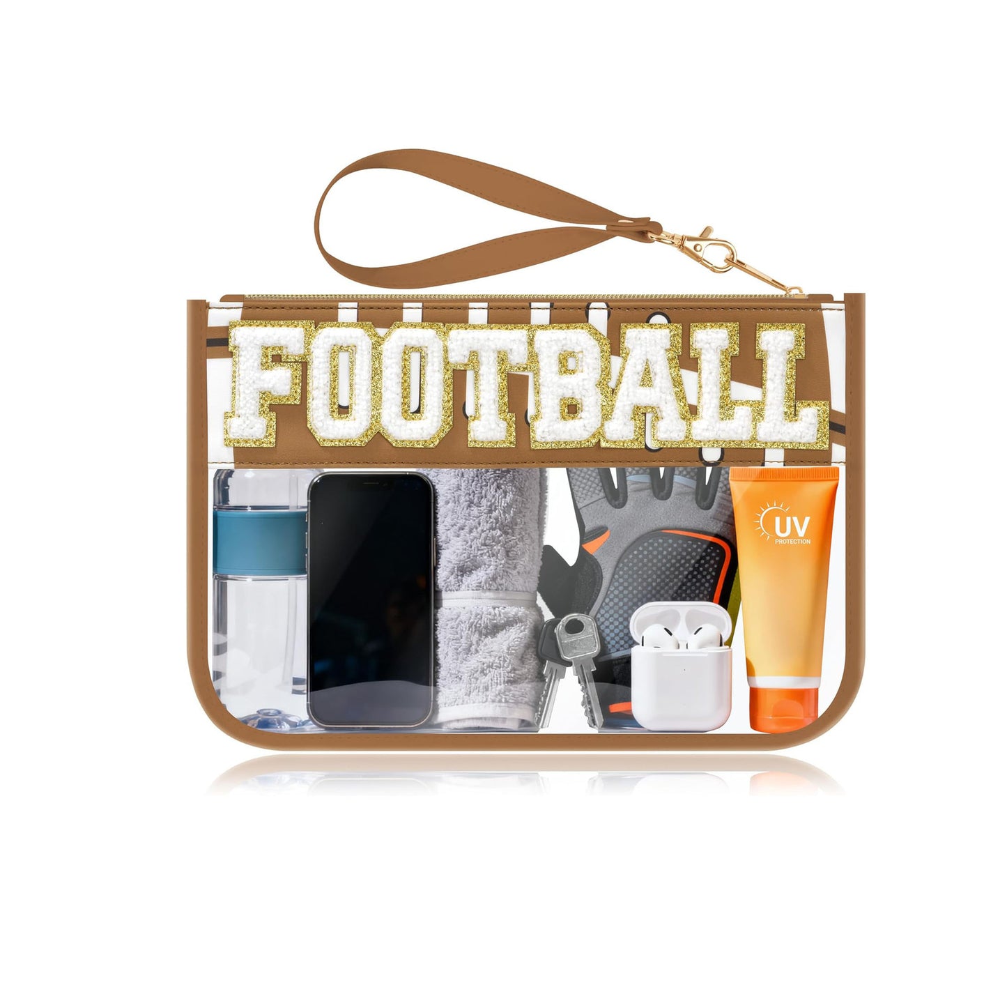 Clear Pouches Featuring Ball Game Glitter Chenille Patches