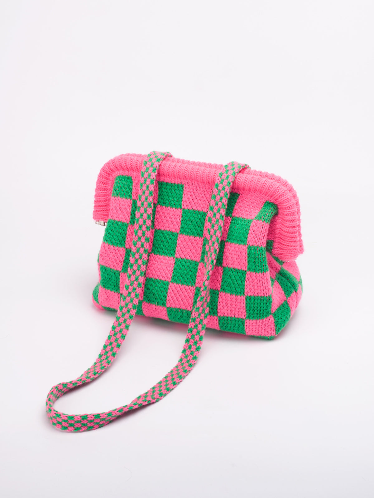 Striped Knit Cloud Frame Clutch Crossbody Bag