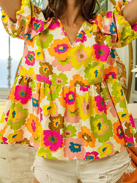 Thin Casual Versatile Color Blocked Chiffon Shirt