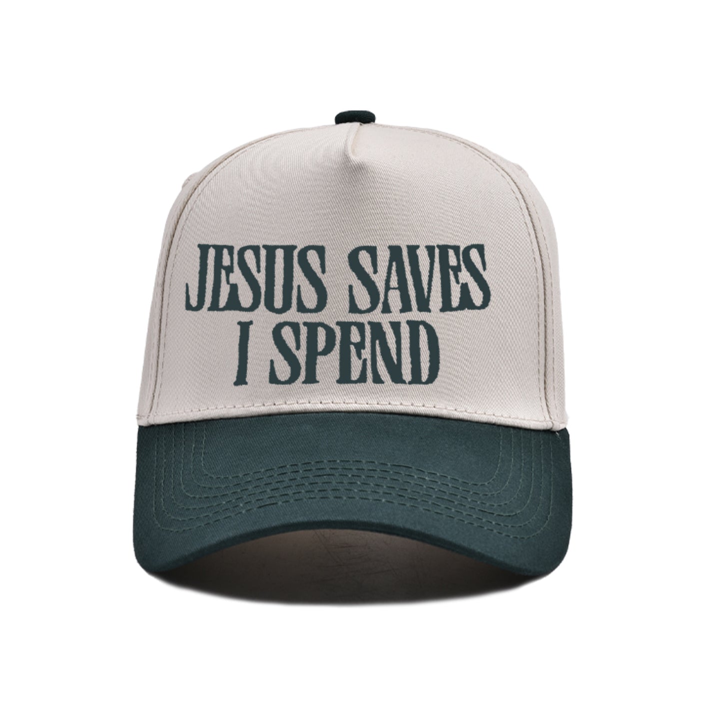 Embroidered JESUS SAVES I SPEND Baseball Cap