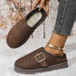 Women's Closed Toe Slip-on Snow Loafer with Fleece for Warmth