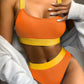 Color Block Ribbed Swimwear