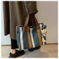 Canvas Striped Convertible Tote Bag