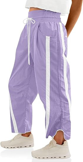 Retro Contrast Side Stripe Wide Leg Track Pants