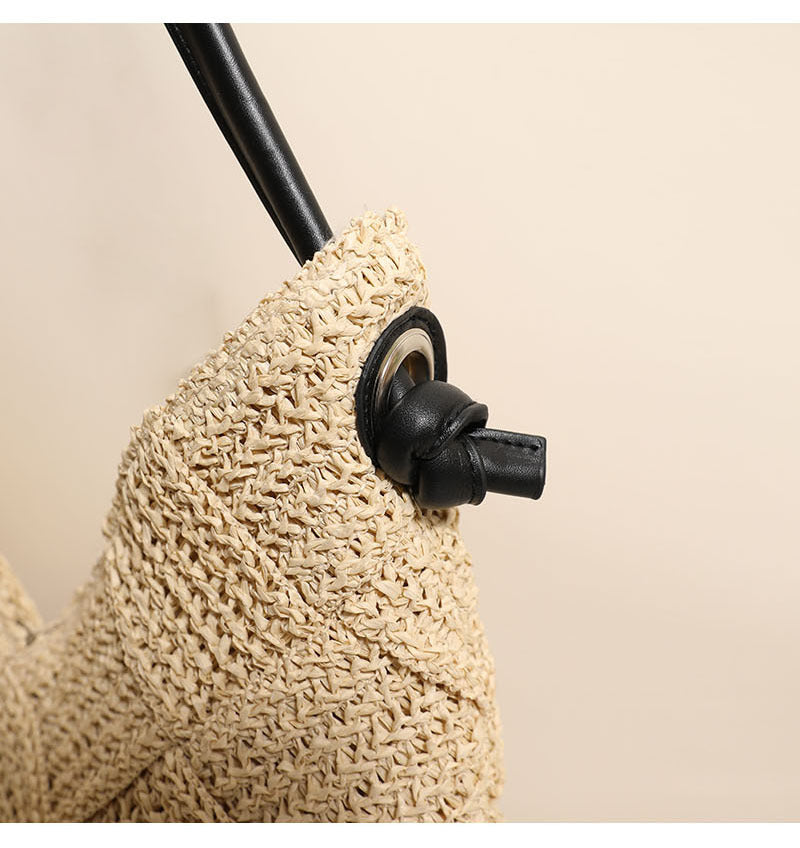 Geometric Woven Straw Beach Bag