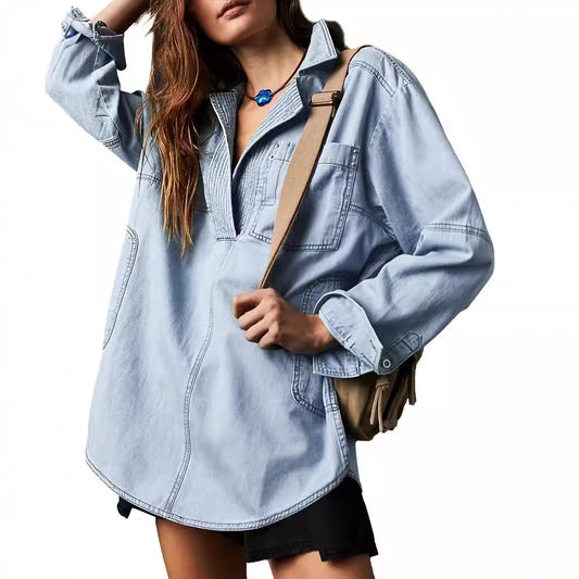 Long-sleeved Coat V-neck