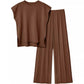 Women's knitted suit vest sweater wide-leg pants two-piece suit
