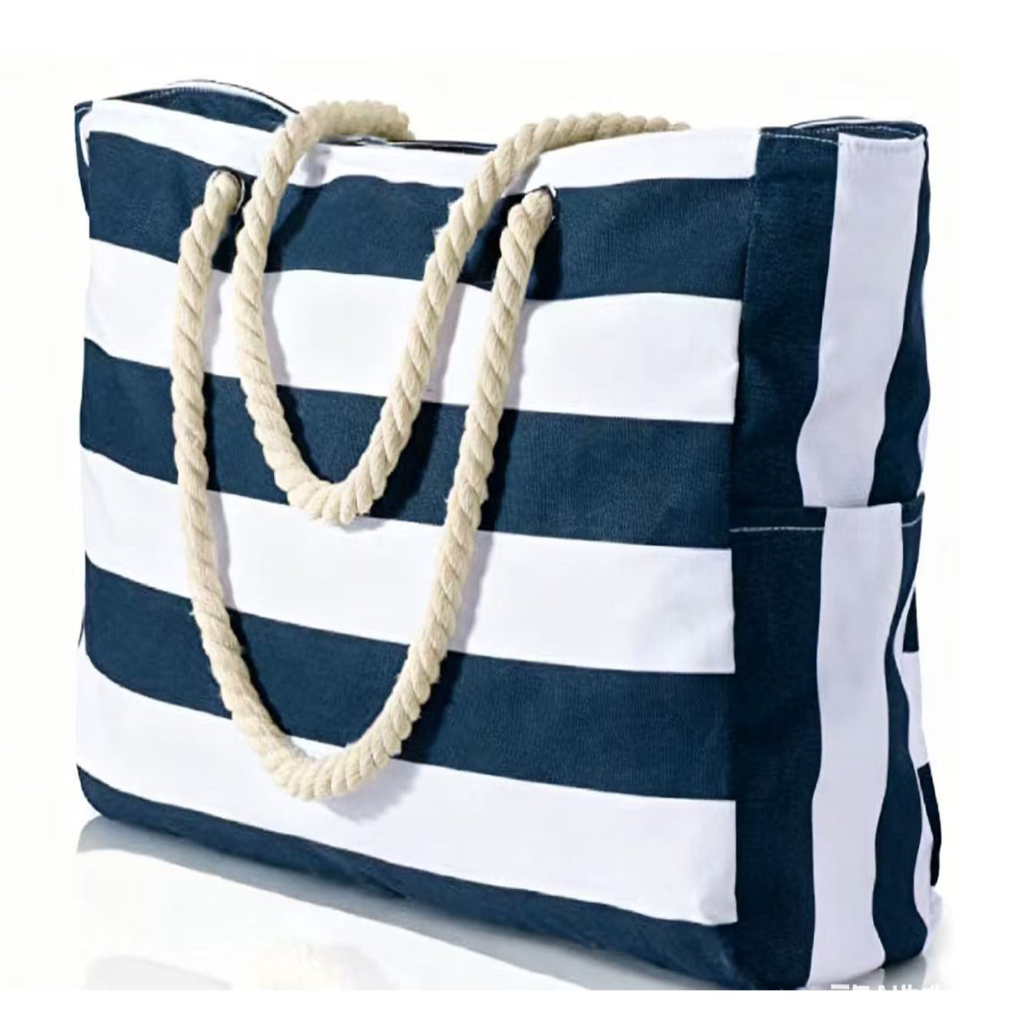 Custom Beach Bag Striped Canvas Tote