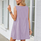 V-neck Sleeveless Pleated Pocket Dress