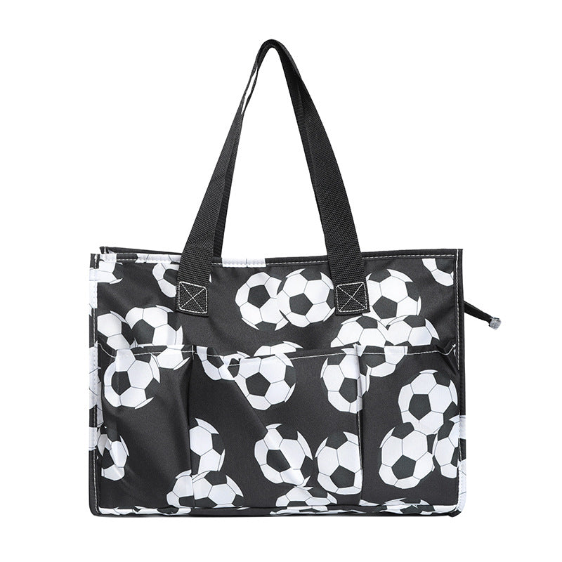 Ball Sports Print Multi-Pocket Utility Tote Bag