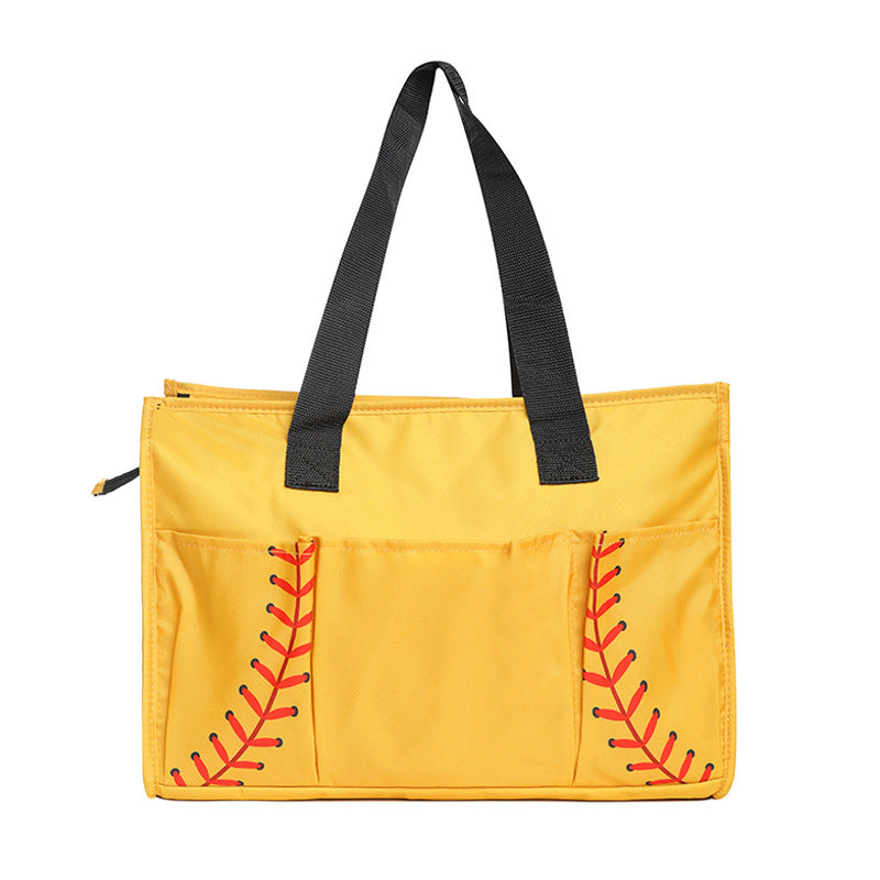 Ball Sports Print Multi-Pocket Utility Tote Bag