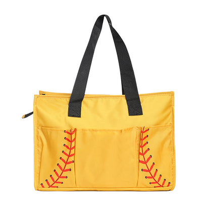 Ball Sports Print Multi-Pocket Utility Tote Bag