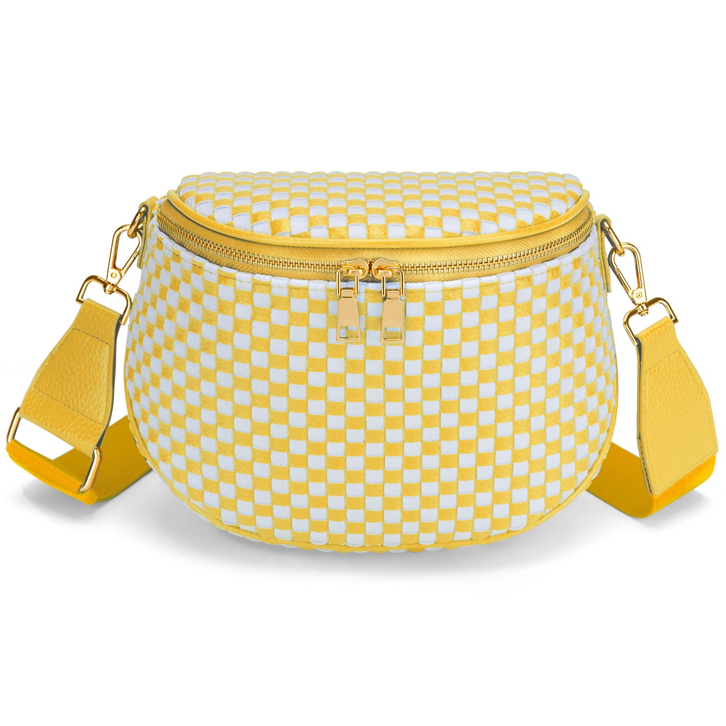 Trendy Woven Checkered Crossbody Bum Bag for Women