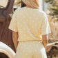 Polka Dot Short Sleeve Loose Top Drawstring Shorts Set
