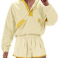 Contrast Color Stitching Long-sleeved Top and Shorts Set(moq2）