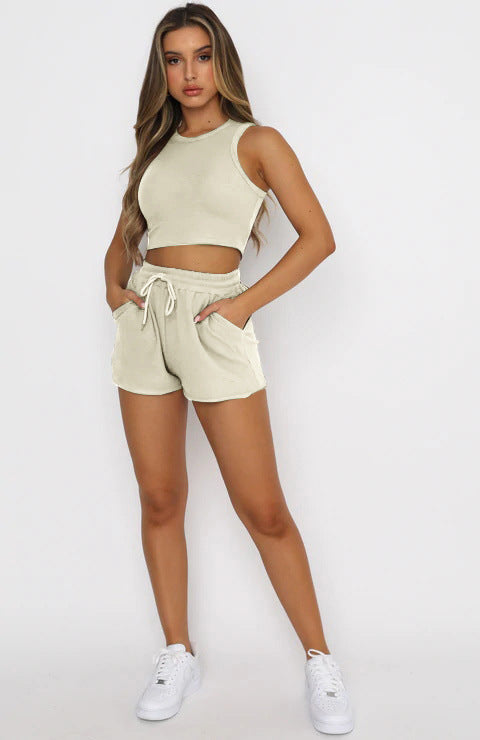 Ribbed Sleeveless Top + Shorts Set