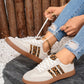 Vagen Leather Leopard Patchwork Flat Sneakers