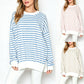 Bubble Poly Cotton Stripe Tunic with Side Slit