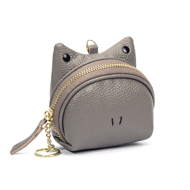 Mini Leather Cat-Ear Coin Purse Keychain