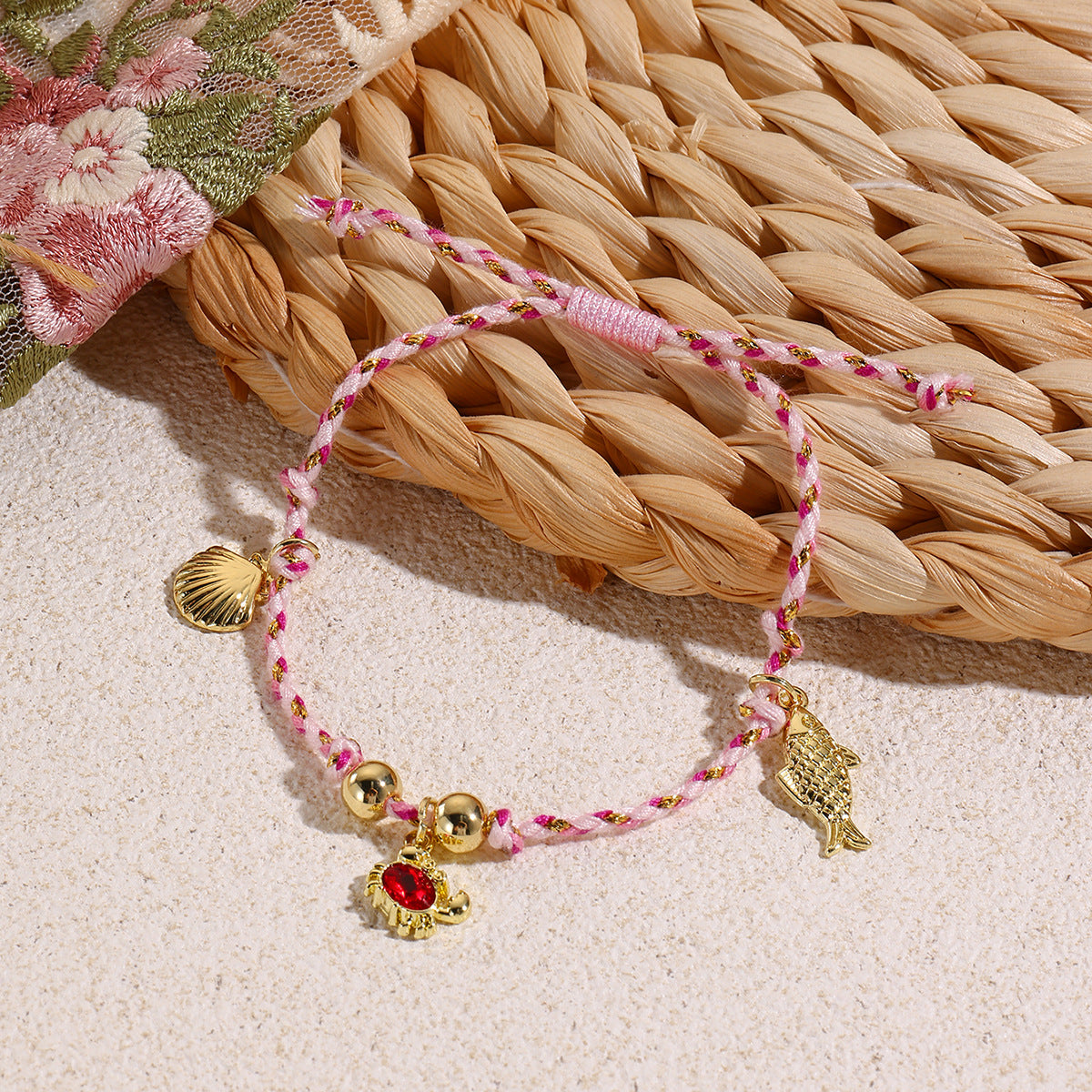 Marine Style Starfish Shell Turquoise Shell Beaded Chain Stretch Bracelets