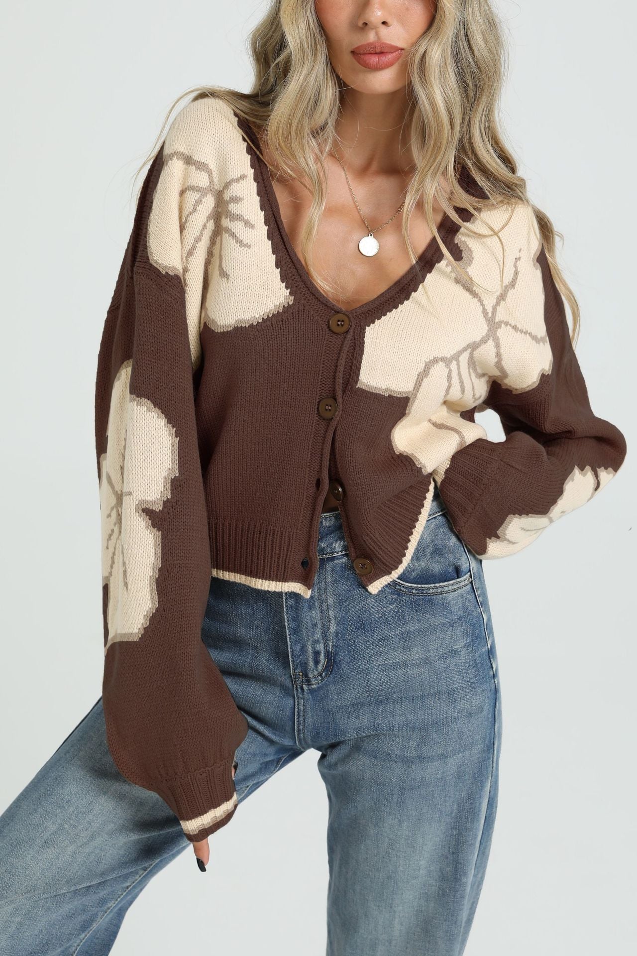 Jacquard Casual Cardigan